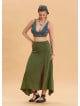Khaki Asymmetrical Skirt with Zipper Detail and Slit 4639